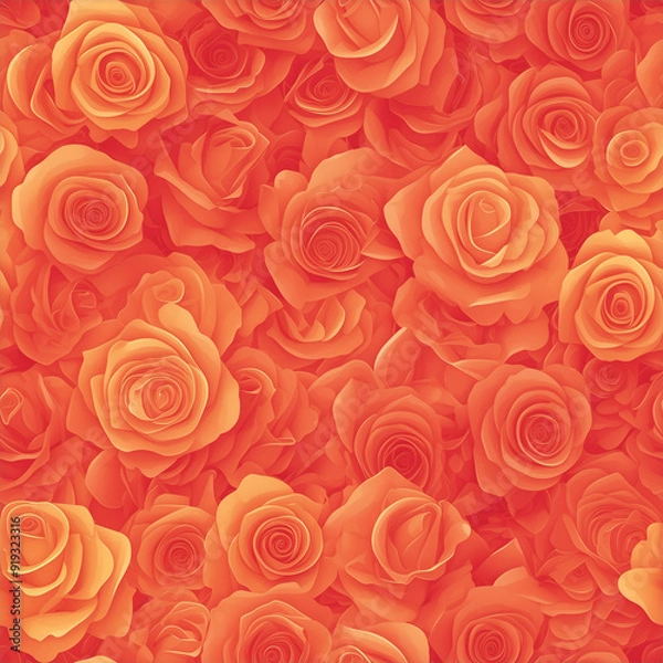 Obraz アニメ風のオレンジのバラのテクスチャパターン