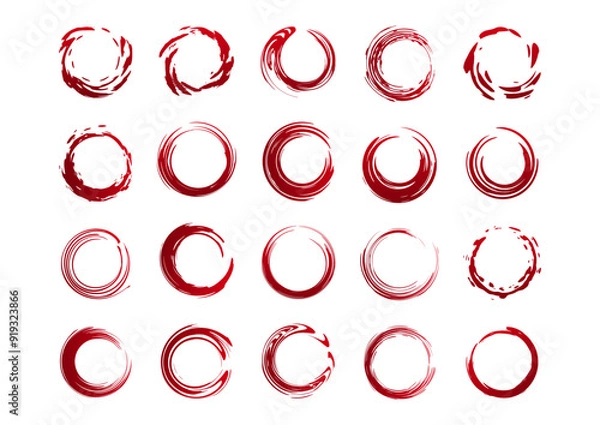 Obraz Bloody circle set vector illustrations, blood circle, blood frame, bloody frame, grunge set, halloween set, horror pack, circle background, abstract circles