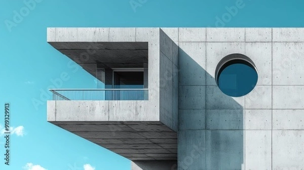Obraz Modern Minimalist Concrete Building with Geometric Designs