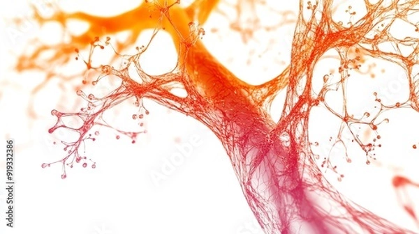 Fototapeta Abstract illustration of a colorful, organic tree structure with a vibrant gradient. Perfect for artistic and scientific themes.