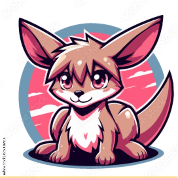 Fototapeta flat vector logo of a kangaroo in anime style