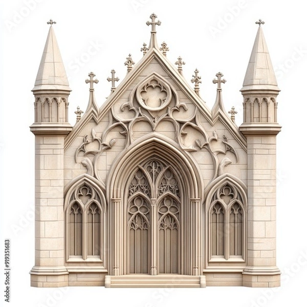 Fototapeta Gothic stone canopy with intricate pinnacles and tracery in a historical setting
