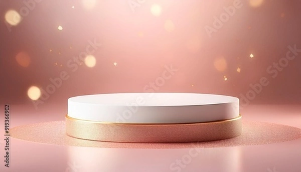 Fototapeta light pink minimal pedestal podium, for cosmetic product presentation, 3d rendering illustration.