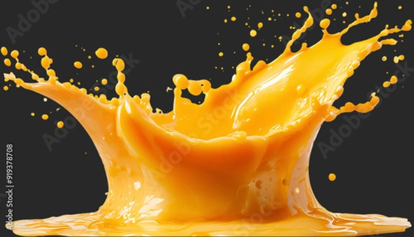 Fototapeta Cheese splash with melted sauce splashing isolated on transparent png background.