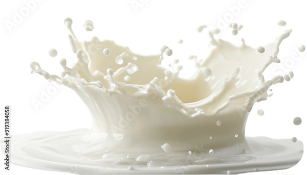 Fototapeta Splash of milk splashing isolated on transparent png background