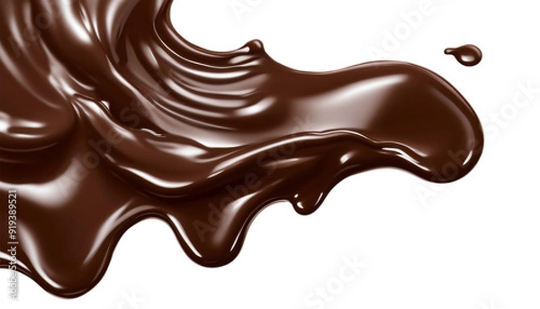 Fototapeta Melted chocolate falling in the air isolated on transparent background
