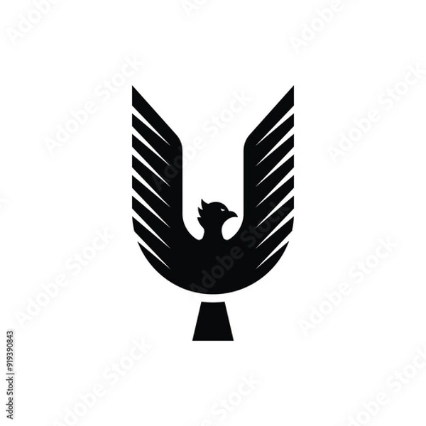 Obraz letter U and eagle flying logo design