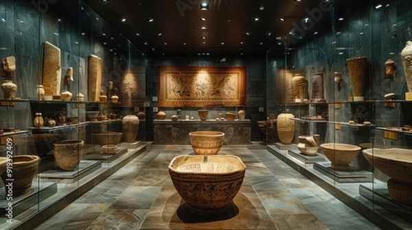Obraz Ancient Pottery Display in Museum