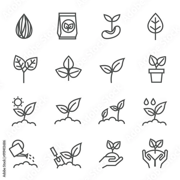 Obraz Plant icon, Line icons vector