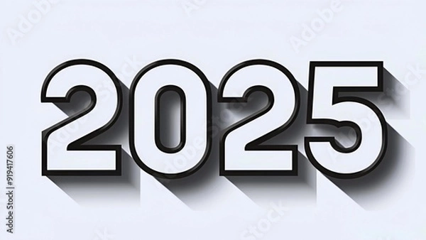 Fototapeta A bold and graphic representation of 2025 with strong shadows, offering a modern and striking look.