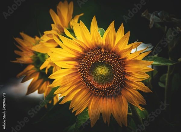 Fototapeta Sonnenblumen im Abendlicht