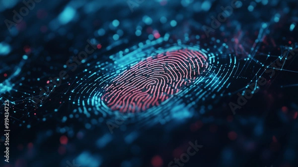 Fototapeta Impronta digitale. Concetto astratto di firma digitale.. Sicurezza sul web.
