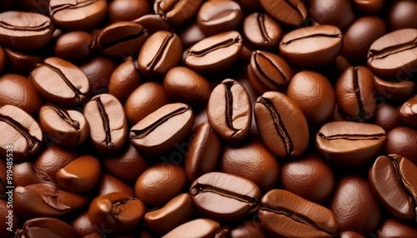 Fototapeta Coffee beans background or texture closeup. Coffee concept.