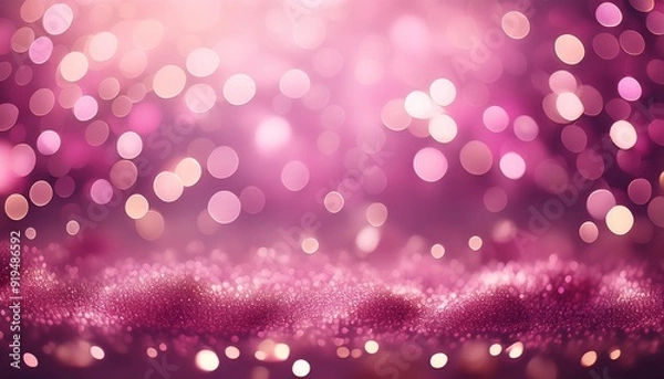Fototapeta Defocused abstract pink glossy lights background - blurry bokeh