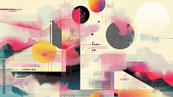 Fototapeta Colorful and modern design created by geometric shapes on abstract background