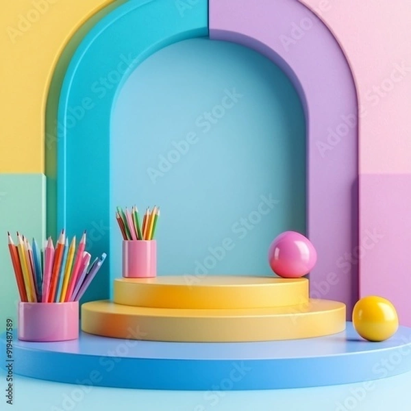 Fototapeta colorful school display with copy space