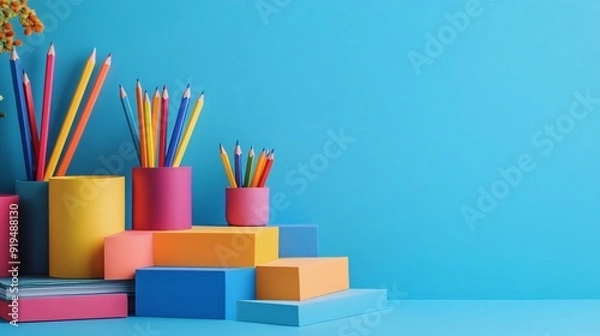 Fototapeta colorful school display with copy space