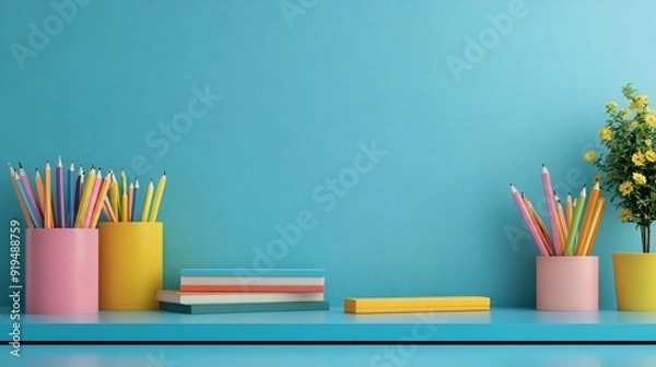 Fototapeta colorful school display with copy space