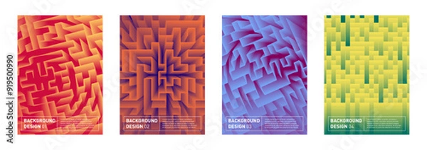Fototapeta Modern abstract set of maze backgrounds. Vector design elements for web, flyer, poster, stationery, apps.