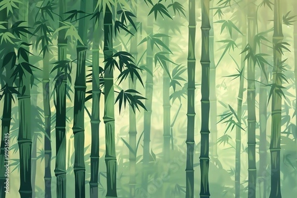 Fototapeta Bamboo forest, earthy tones, flat design, minimalistic shapes