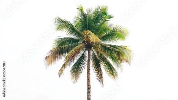 Fototapeta Coconut tree with iconic beach vibes isolated on white background