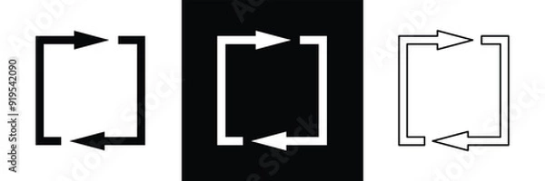 Fototapeta Transfer, swap, exchange, spin, flip concept. Circular arrow editable stroke outline icon isolated on white background flat vector illustration in eps 10.