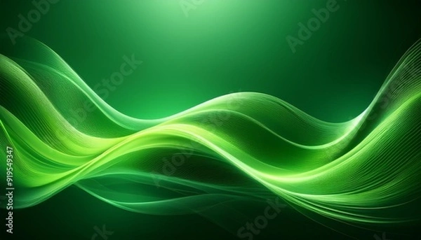 Fototapeta flowing green energy waves abstract esg background sustainable business concept