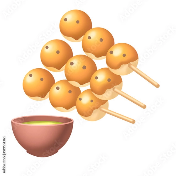 Fototapeta dango. graphic. sticker. cartoon.