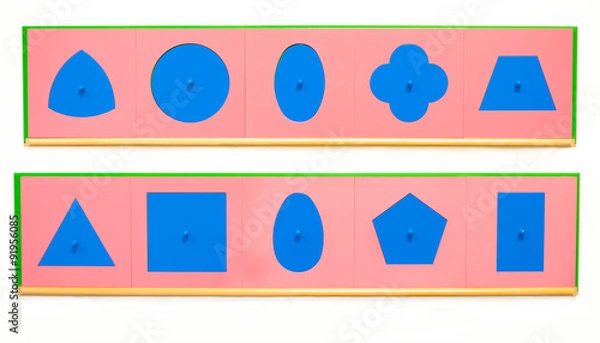 Fototapeta Montessori - Incastri di metallo geometria