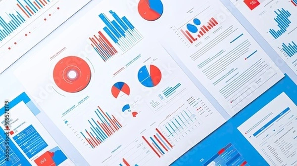 Fototapeta Infographic of a market research report, clear data and insights, clean and modern design