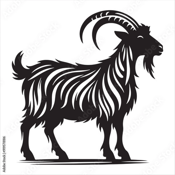 Fototapeta goat silhouette vector illustration in white background