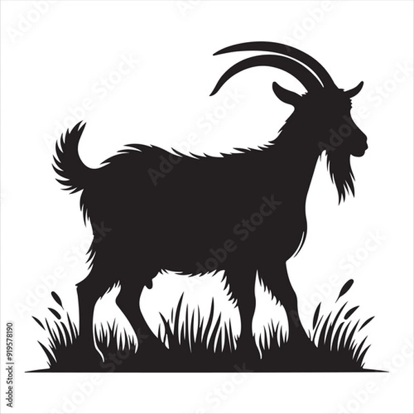 Fototapeta goat silhouette vector illustration in white background