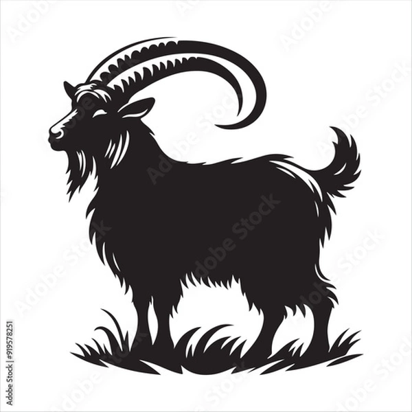 Fototapeta goat silhouette vector illustration in white background