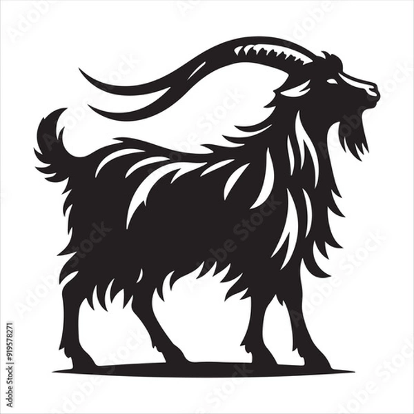 Fototapeta goat silhouette vector illustration in white background