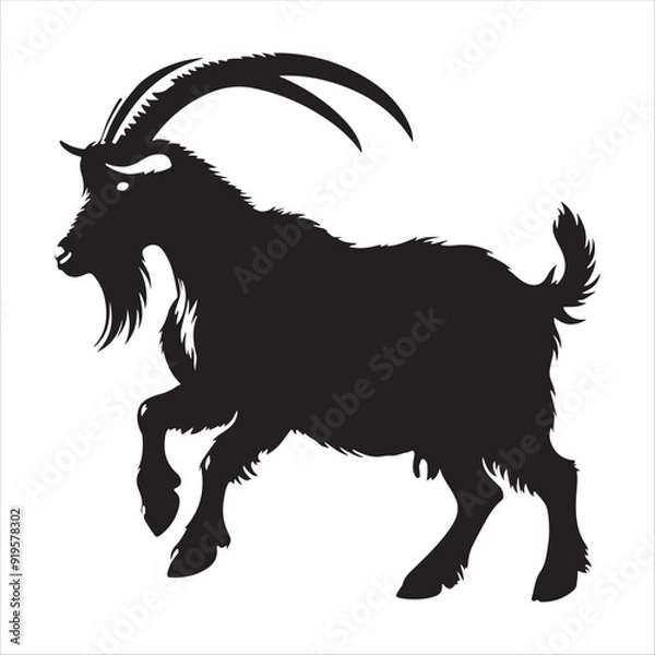Fototapeta goat silhouette vector illustration in white background
