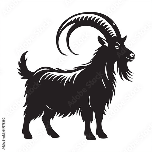 Fototapeta goat silhouette vector illustration in white background