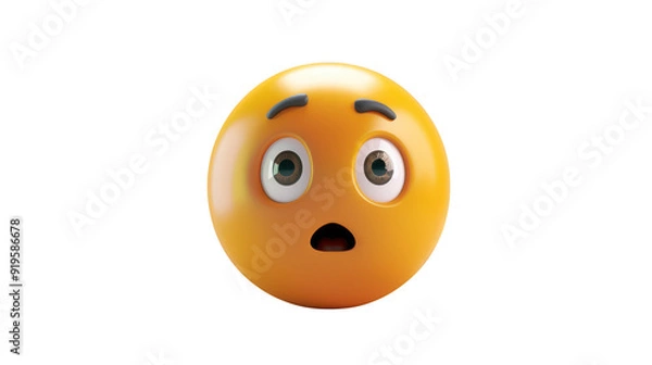 Fototapeta 3D Emoji with a look of confusion ,isolated on a pure white background