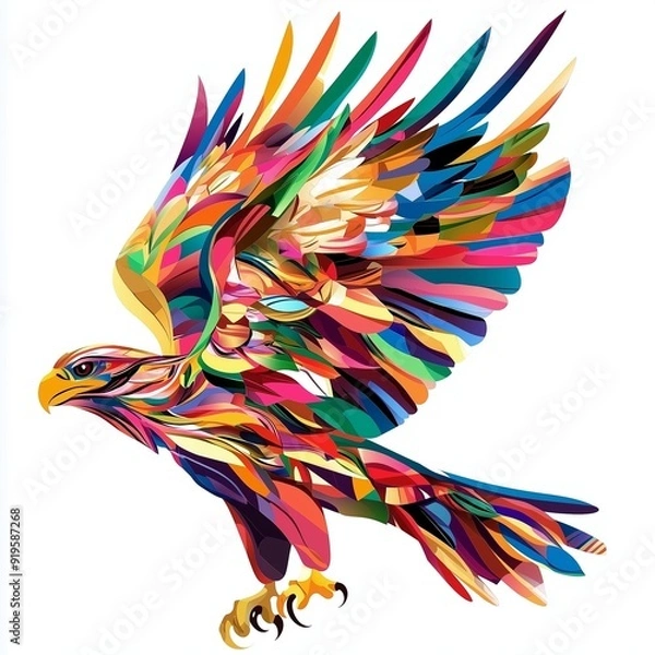 Fototapeta Noble and majestic eagle in vector art style. Template for T-shirt, sticker, etc.