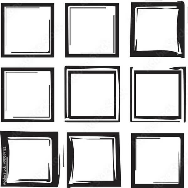 Obraz Grunge rectangular frame stamp   Dark Silhouette Shapes Vector Set