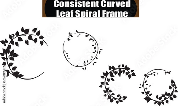 Obraz Leaf Frame   Artistic Silhouette Elements in Black