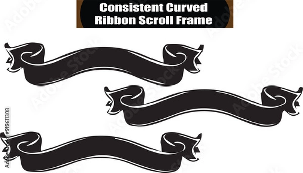 Obraz Ribbon   Dark Silhouette Shapes Vector Set