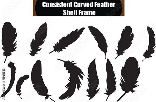 Obraz Feather Shell Frame   Black and White vector Design