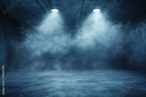 Fototapeta Dark Empty Room with Smoke and Spotlights.