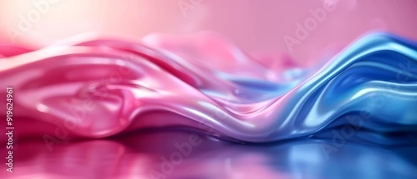 Fototapeta   a blue-pink wave over a pink backdrop, featuring a gentle light reflection at the wave's bottom