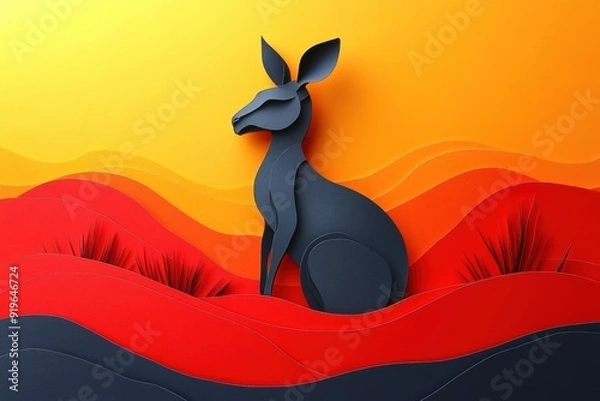 Obraz Kangaroo Paper Art Design
