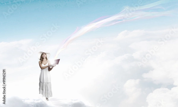 Fototapeta Lady using laptop