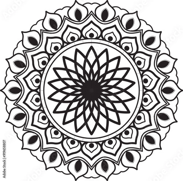Fototapeta Arabesque Ornamental mandala for floral Patterns of Peace and Mindfulness. Hand drawn gorgeous ethnic for card, invitation card, anniversary card, tiles, mosaic, texture, wall for decorating.
