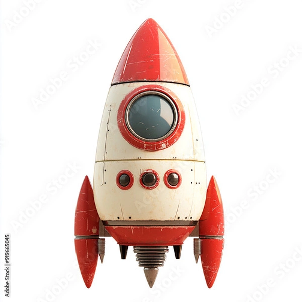 Fototapeta A space rocket on a white background. A place for the text.