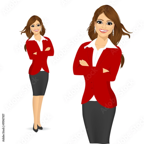 Fototapeta Beautiful woman standing with arms folded