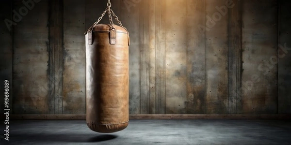 Fototapeta Punching bag canvas with multiple scuff marks and dents , workout, fitness, gym, training, exercise